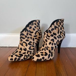 Leopard print heeled bootie